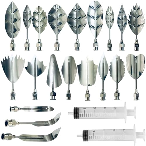 Image of Cake and Jelly Decore Art Tools - Stainless Steel Flowers Leaves 3D Jelly Art Pudding Nozzle Cake Needles Gelatin