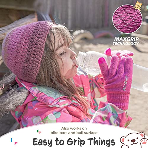 Image of Rahhint Kids Winter Gloves for Boys Girls Children Toddler Thermal Wool Knit Gloves with Insulated Fleece Lining Keep Hand Warm Gift