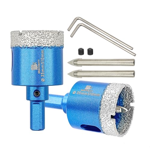 Dry Diamond Core Drill Bit with Pilot Bit - 1 3/8" inch Diamond Tile Hole Saw with Triangle Shank for Porcelain Tile Ceramic Stone Granite Marble(2pcs)