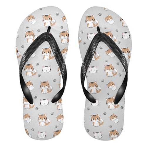 Cute Cats Gray Flip Flop Beach Summer Casual Sandal for Women & Men Shower Shoes 20861727