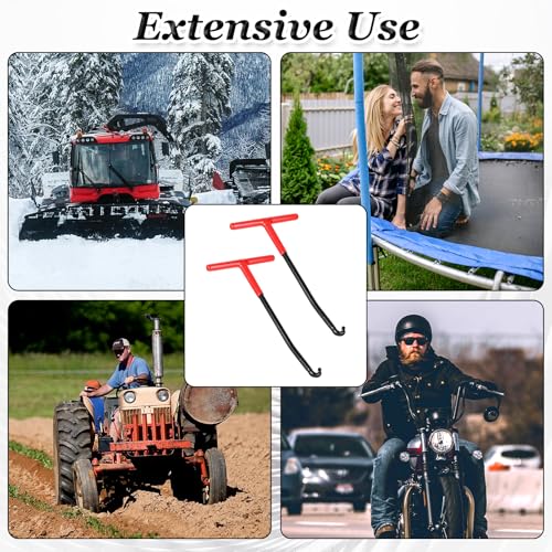 Image of Exhaust Spring Puller Tool Motorcycle Exhaust Spring Hooks, 2 Pcs Exhaust Spring Tool, T Handle Snowmobile Spring Puller Removal Tool, Pipe Spring Puller for Motorcycle Dirt Bike(Red)