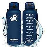 KollyKolla Trinkflasche 1,5 liter - Groß Trinkflasche Sport, BPA-Frei Sportflasche, Water Bottle, Auslaufsicher Fahrradflasche, Kohlensäure Geeignet, Wasserflasche für Abnehmen, Fitness, Sport, Gym