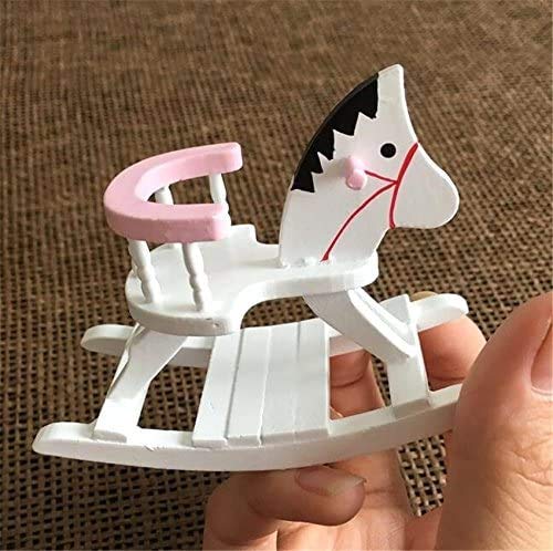 Escena para adultos 1:12 casa de muñecas en miniatura, silla mecedora de caballos de madera, puede sacudir, paisaje de memoria que vale la pena comprar 6