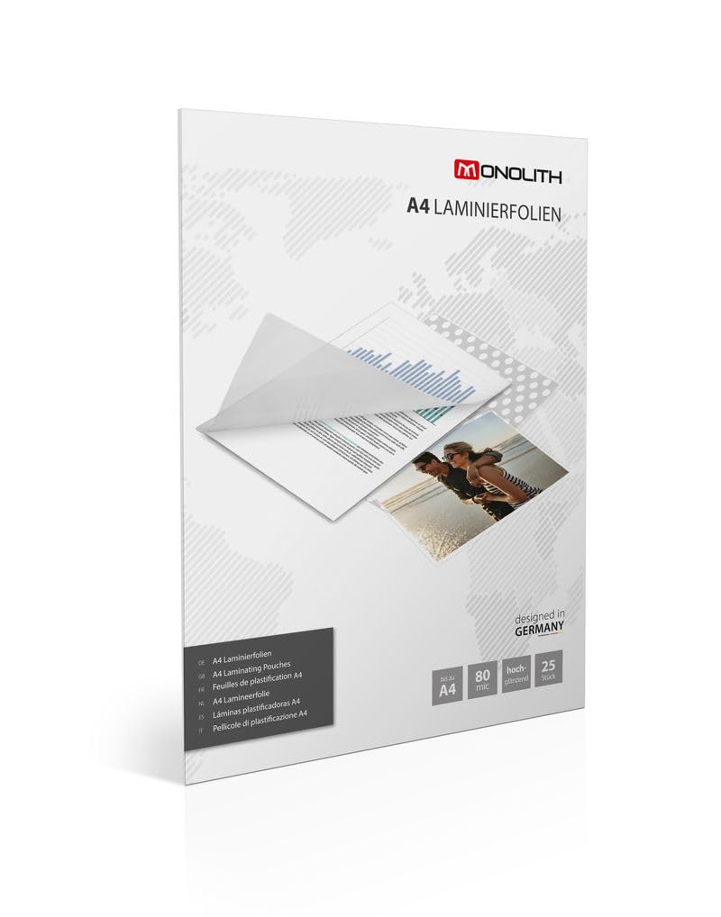 Monolith - Laminating Pouches DIN A4 80 mic Pack of 25