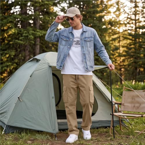 Work Cargo Pants for Men Hiking Wide Leg Baggy Pants with Pockets - image 3