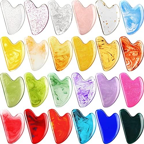 Sherr 24 Pcs Gua Sha Facial Tool Resin Gua Sha Massage Tool Heart...