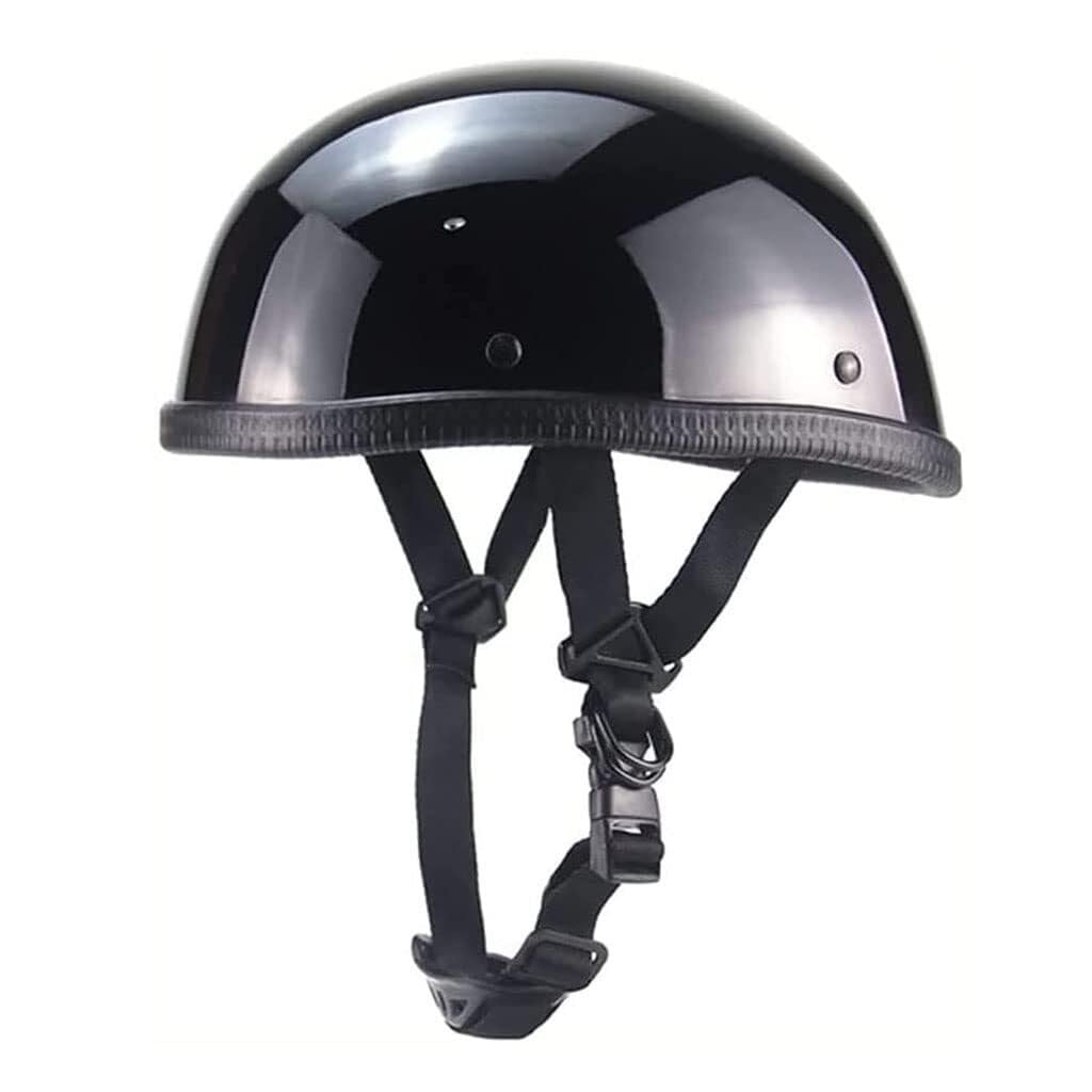 Casco calavera tipo gorra negro brillante de bajo perfil para moto y monopatín