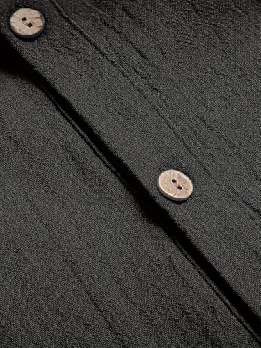 Linen Shirts for Men Casual Button Shirts Summer Cotton Linen Hoodie Beach Long Sleeve Shirts Top with Hood4