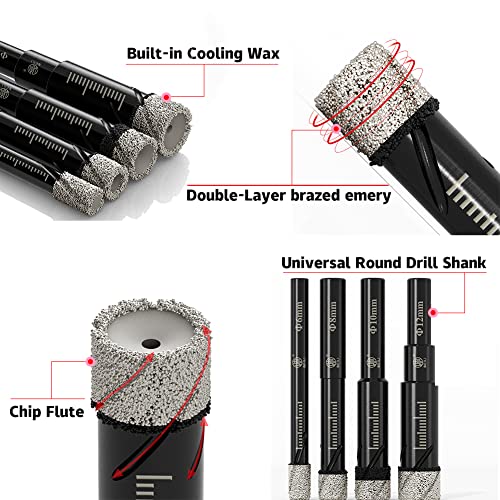 6mm Porcelain Tile Drill Bit,Dry Diamond Drill Bits Set,Professional Drill Bit for for Glass, Granite Ceramic Tile (not for Wood), Round Shank with Wax Core for Cool Heat Dissipation,5pcs 4 6mm Porcelain Tile Drill Bit,Dry Diamond Drill Bits Set,Professional Drill Bit for for Glass, Granite Ceramic Tile (not for Wood), Round Shank with Wax Core for Cool Heat Dissipation,5pcs - Image 4