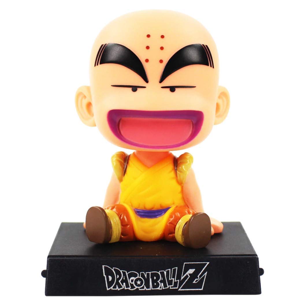 Geekmonkey Cute Goku Bobbleheads with Phone Stand, Car Decor Shaking Head Krillin Toy Action Figurine, Dragon Ballz Fans Collectible Figure Wobble Head for Car Dashboard