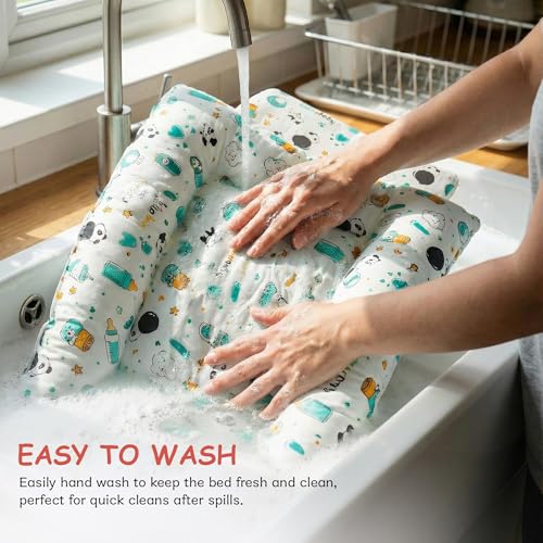 Image of Baybee Panda 3-in-1 Baby Cotton Carry Nest for Newborns 0-12 Months | Portable Baby Activity Nest | Ultra Soft, Lightweight, Travel Friendly & Washable (Green)