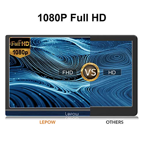 Portable Monitor - Lepow Upgraded 15.6 Inch IPS HDR 1920 x 1080 FHD Computer Display Game Screen with USB Type-C HDMI for Laptop PC MAC Phone Xbox Switch PS4 Include Smart Cover Screen Protector Blue