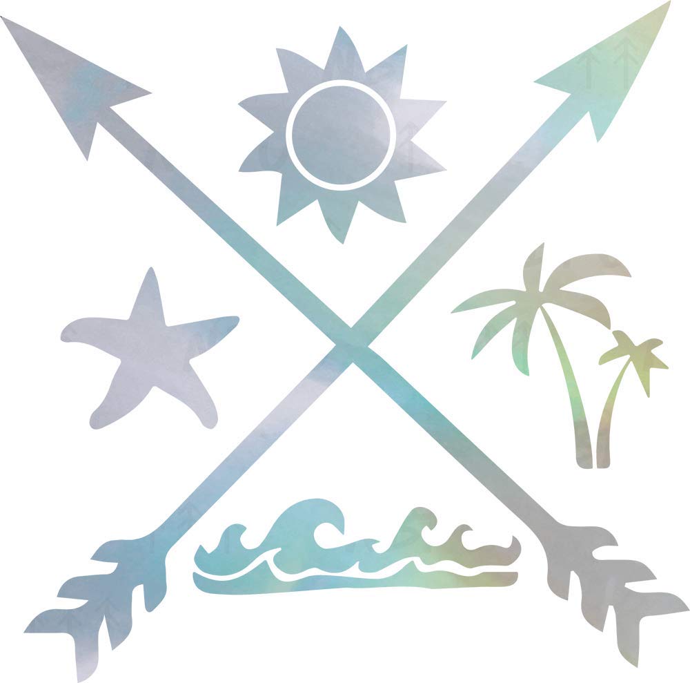 NBFUDecals Beach Life Summer Fun Wave (Hologram) (Set of 2) Premium Waterproof Vinyl Decal Stickers for Laptop Phone Accessory Helmet Car Window Bumper Mug Tuber Cup Door Wall Decoration