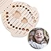 NASHRIO Baby Tooth Box Wooden Kids Keepsake Organizer Gift for Baby Teeth, Cute Children Tooth Container with Tweezers to Keep the Childwood Memory (Gril)