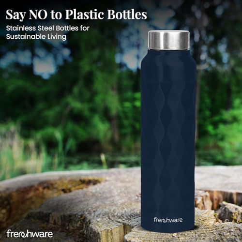 Image of Frenchware Water Bottle (1 Litre, Premium Stainless Steel, Midnight Blue) Bottle for Fridge, School, Outdoor, Gym, Home and Office, Scratch-Resistant, Rust Free, Non-Toxic, Easy-to-Clean