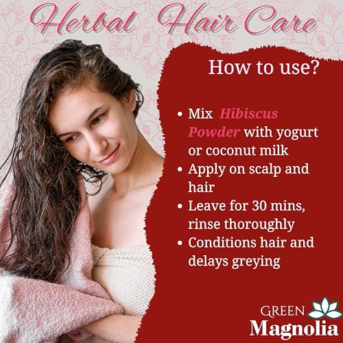 Image of Pure & Natural Flower Hibiscus Powder for Hair No Preservatives No Artificial Color Herbal Hair Mask for Strength Smoothness & Shine (50gm)