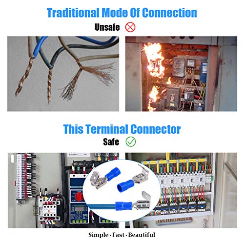 Glarks 50Pcs 16-14 Gauge Semi Insulated Piggy Back Spade Electrical Insulated Quick Splice Crimp Terminals Connectors #TOP4