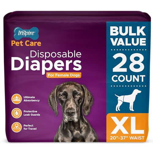 Image of Inspire Pet Care Dog Diapers Female Dogs | Bulk Value Doggie Incontinence, Accidents, for Heat, Pee or Period and Housebreaking (X-Large (28 Count))