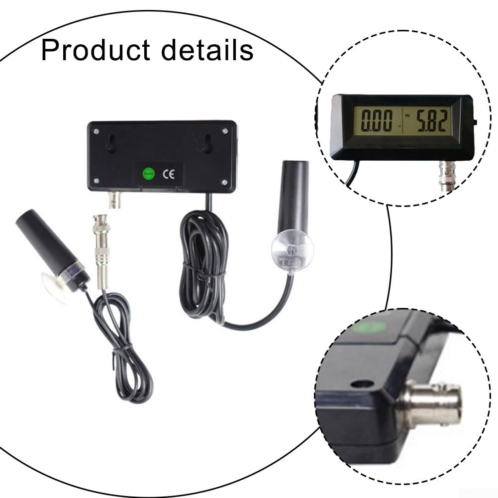 Medidor de pH montado en la pared, probador de controlador de pH de instrumentos en línea para pruebas de calidad del agua, análisis de agua de piscina de acuario