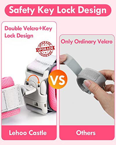 Lehoo Castle Baby Reins Anti Lost Wrist Link,Toddler Reins with Lock for Walking Child Safety Harness Walking Leash for Children Boys and Girls (Pink) - Image 3