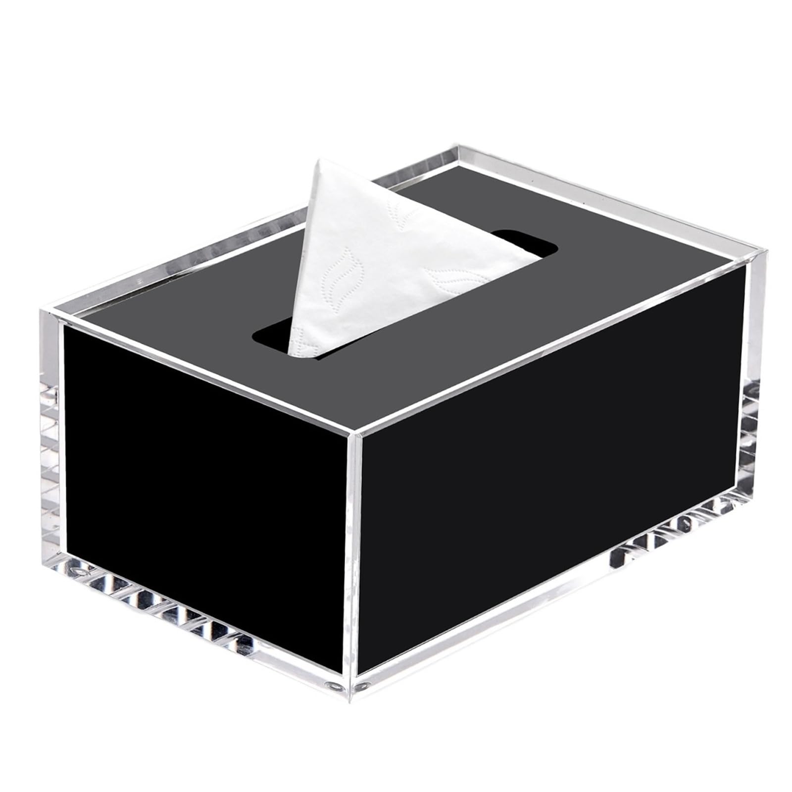 Tissue Case Acrylic Rectangle Napkin Paper Case Dispenser For Home Dresser Offices Car Tissue Box Holder Tissue Dispenser(Black,Small)
