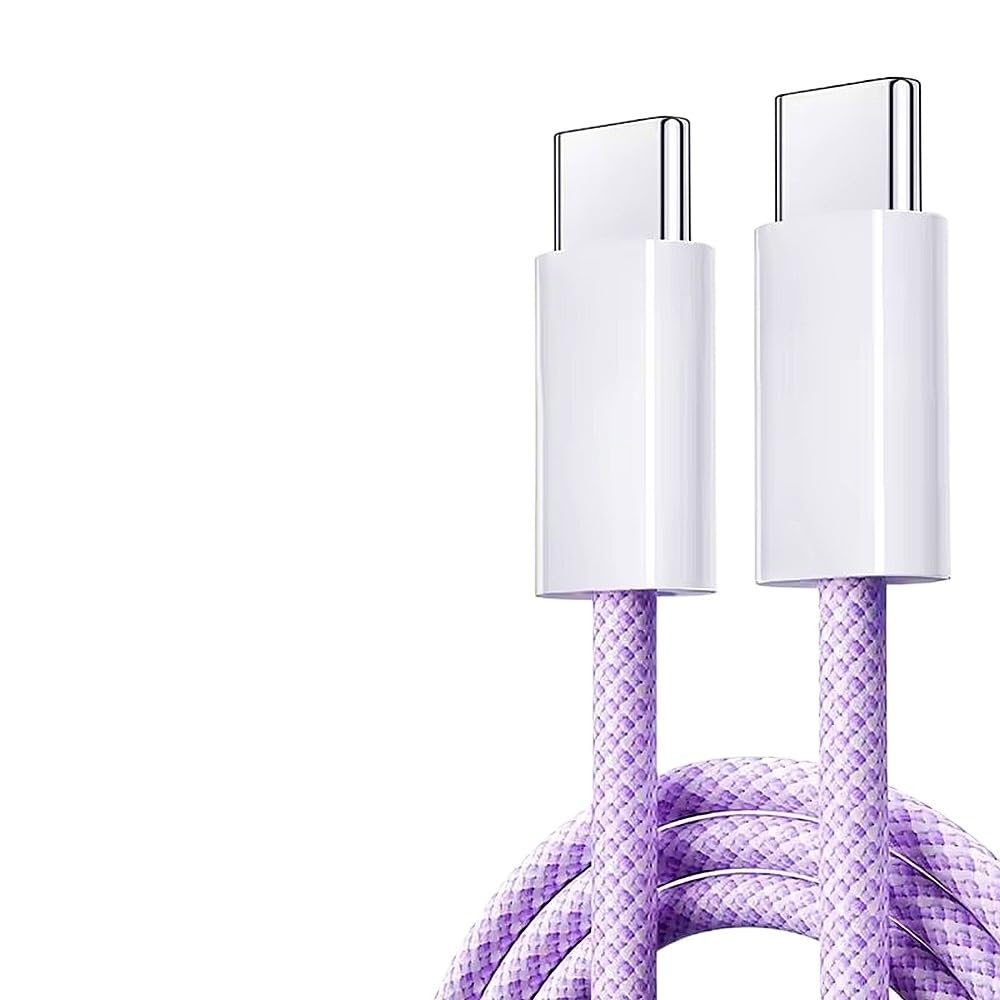 Cavo di ricarica rapida PD USB-C a tipo C da 60 W per cavo dati di tipo C intrecciato durevole (viola, 2 m)