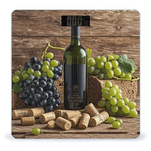 Báscula digital de baño con diseño de corcho de botella y uvas miniatura 1