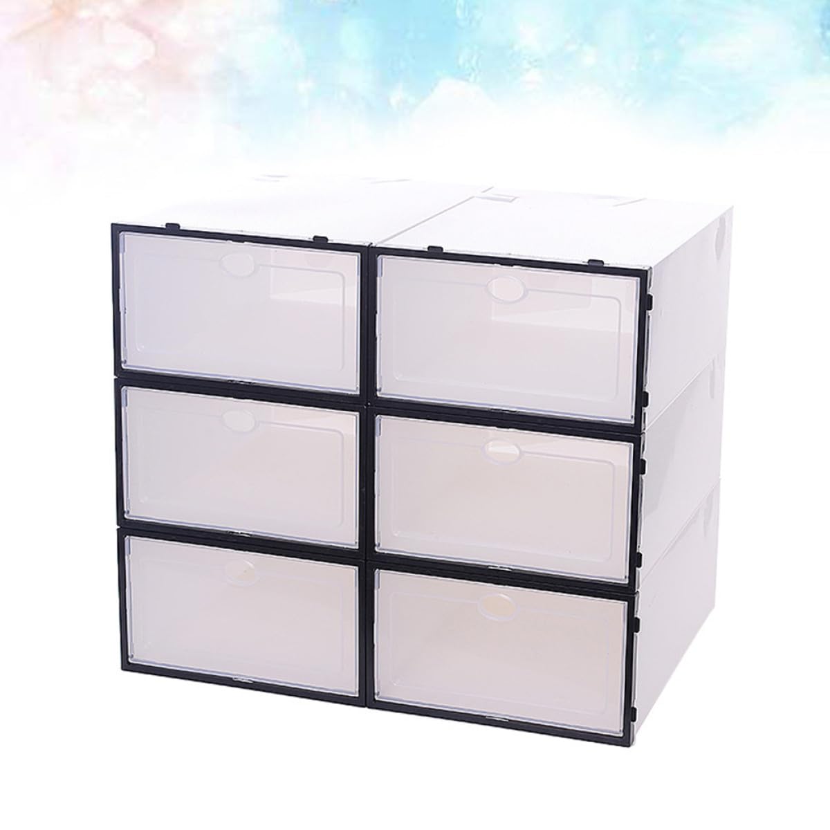 SUPVOX Scatole Porta Scarpe Trasparenti Spesse 6 Pezzi, Organizer Impilabile in Plastica Coperchio, Contenitori per Scarpe Maschili per Armadi, Scaffali e Cassetti, Soluzione Salvaspazio