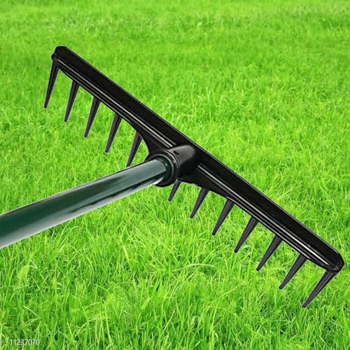 WJFLUCK Golf Bunker Rake, 13-tooth Single-sided Sand Rake, Efficient Golf Courses Care Maintaining Tool with Anti-slip Grip for Landscaping Gardening