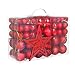 Naler Assorted Christmas Balls Shatterproof Christmas Ornaments Set Decorative Baubles Pendants with Reusable Hand-held Gift Package for Holiday Xmas Garden Decorations, 100-Pack (Red)