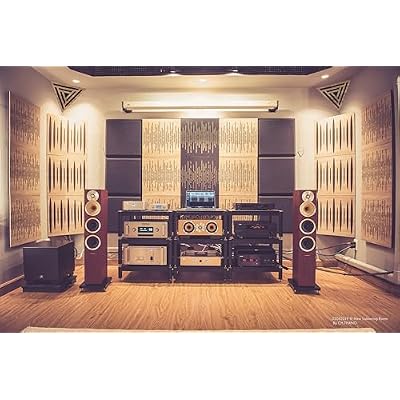 (2 Pack) Sound Absorption-Diffuse Ceiling Corner Bass Trap Triangle-TRI Acoustic Foam with Perforated Laminated HDF Plate | 42x42x42cm | Triangular Pyramid | Color: (TRI, White)