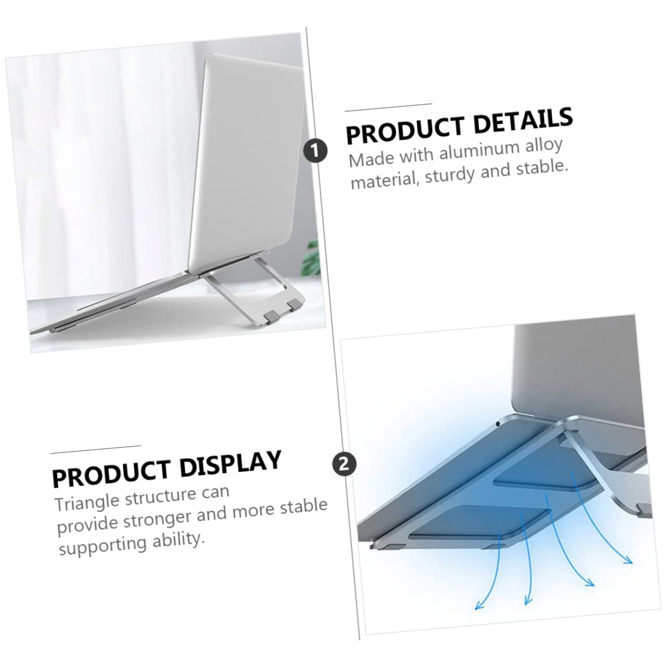 KOMBIUDA Portatile Ergonomico Design e Alluminio a Triangolare Struttura in Supporto Computer Pieghevole Lega di Sollevare 18 Gradi per per Laptop