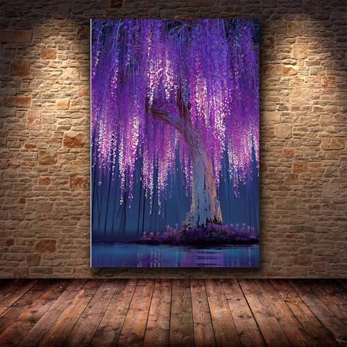 Décor Moderne Arbre de Vie Violet avec Cadre Premium