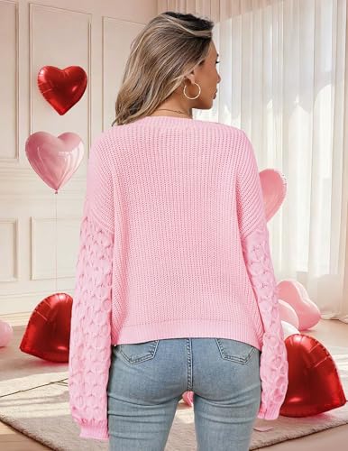 Image of Libsorge Womens Valentine Heart Sweater 2026 Valentines Day Trendy Cute Oversized Long Sleeve Pullover Sweaters