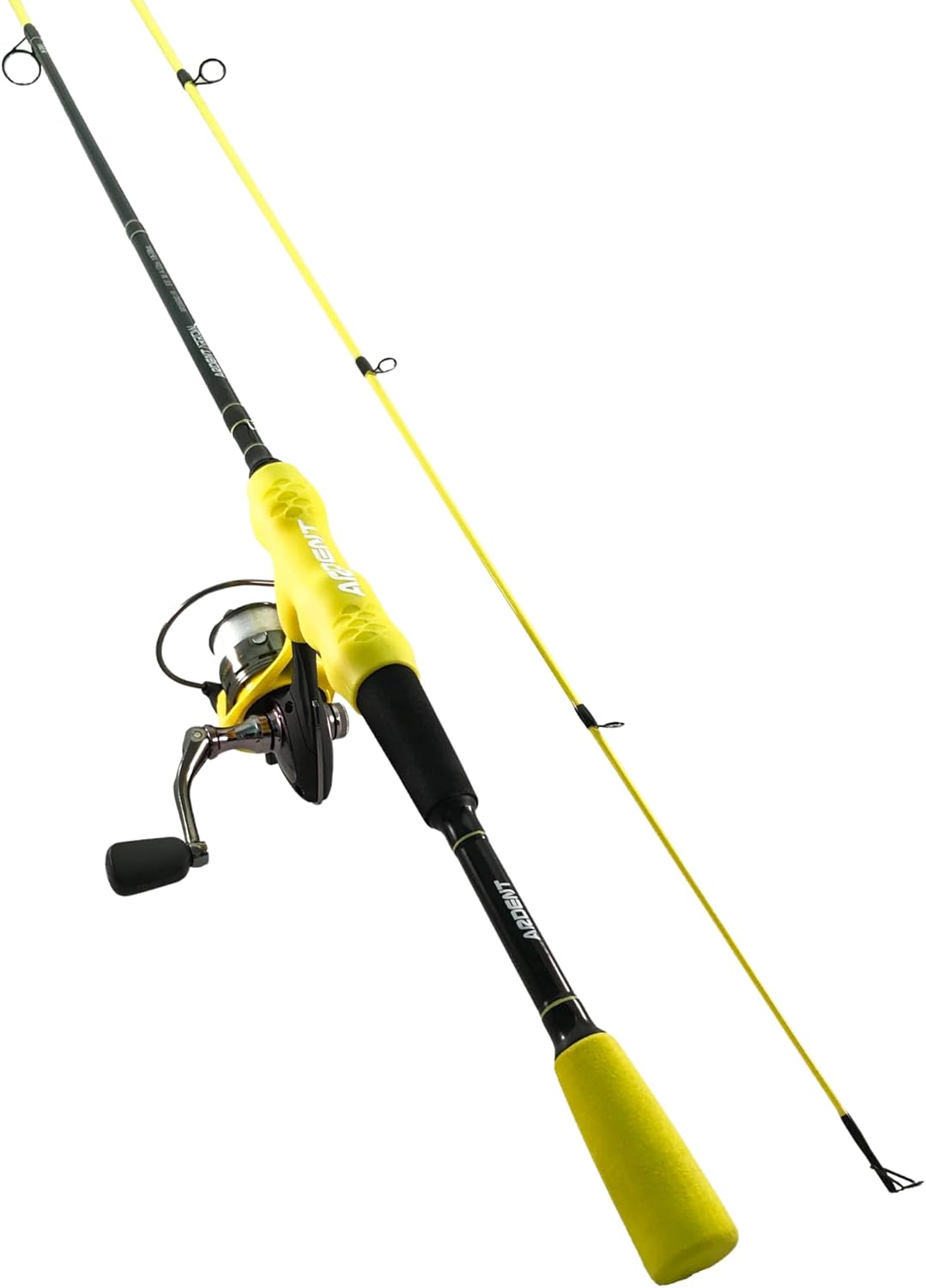Ardent Primo Comfort Grip Fishing Rod and Reel Combo, Yellow, 5.1:1 Gear Ratio and 4+1 Ball Bearings, 2000 Size Reels, Reduce Hand Fatigue and Irritation, Spinning Pole for Freshwater Fish