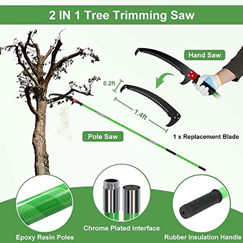 Smonter 26Ft Tree Pruner Pole Saw For Tree Trimming Manual Branches Trimmer Extendable Pole Saw Cutting Set Garden Tools #TOP3