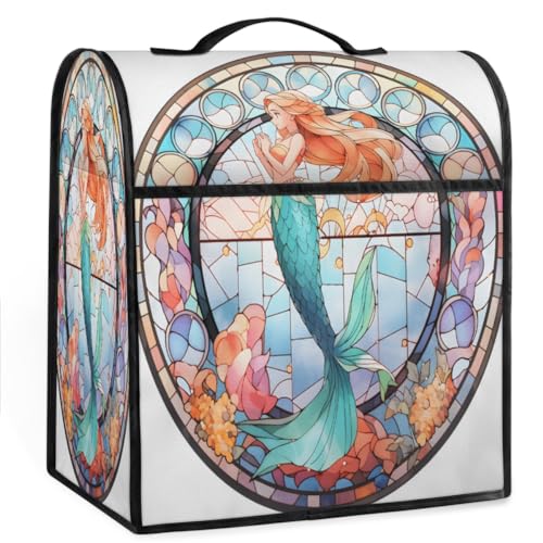 Coffee Maker Cover Glass Painting Mermaid Kitchen Appliance Covers Small Appliance Covers Blender Cover Juicer Cover Dust Covers for Kitchen Appliances with Top Handle and Pockets,Washable,B243