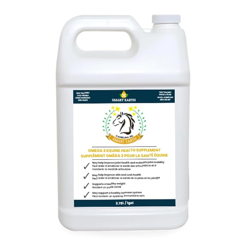 Suplemento de Óleo de Camelina para Cavalos Smart Earth com Ômega 3 e Vitamina E, 3,79 L