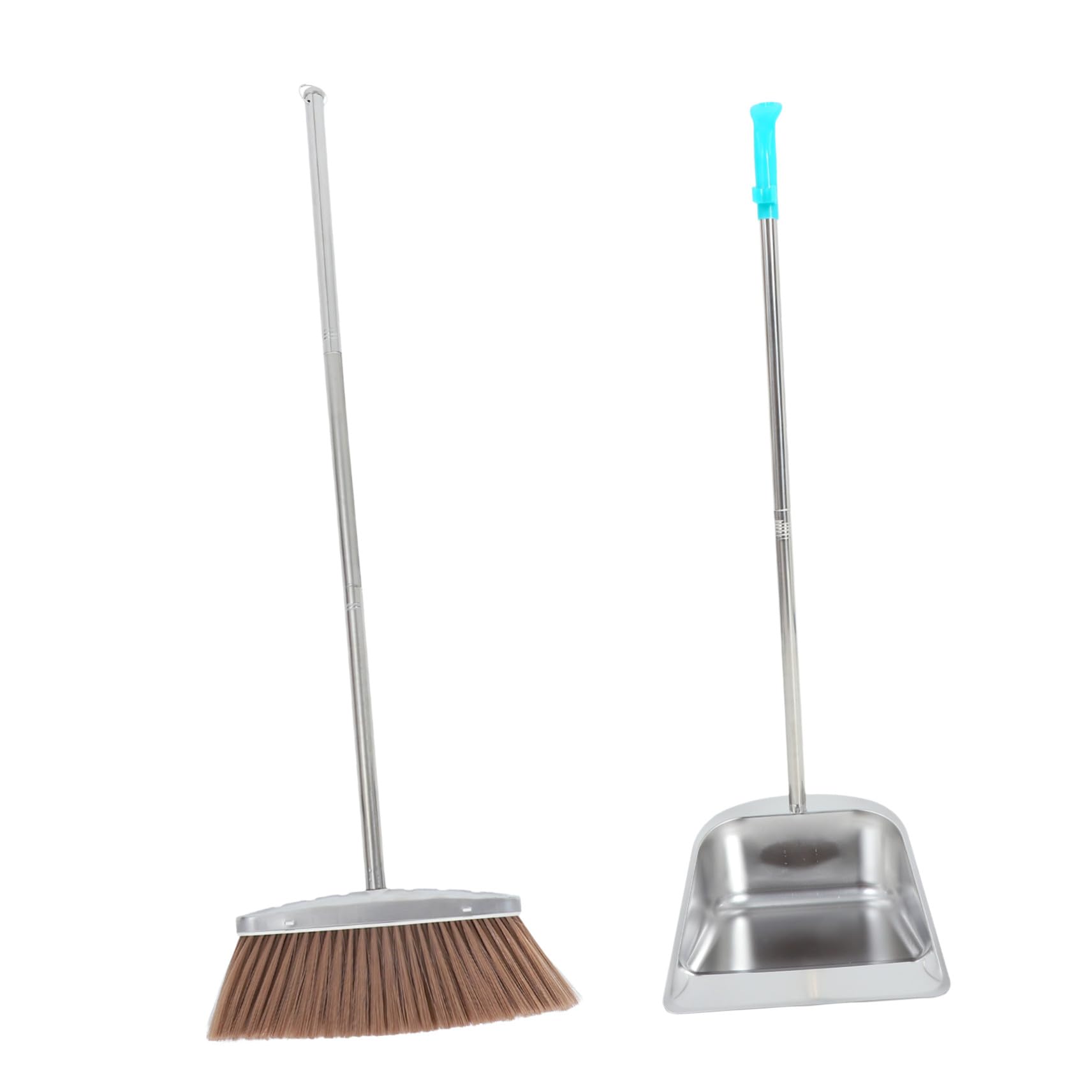 Toyvian Besen und Kehrblech Set mit Edelstahl Staubschaufel und Weichen Borsten Robustes Kehrset für Haushalt und Garten Stehendes Kehrblech mit Langem Griff Effiziente Reinigungslösung