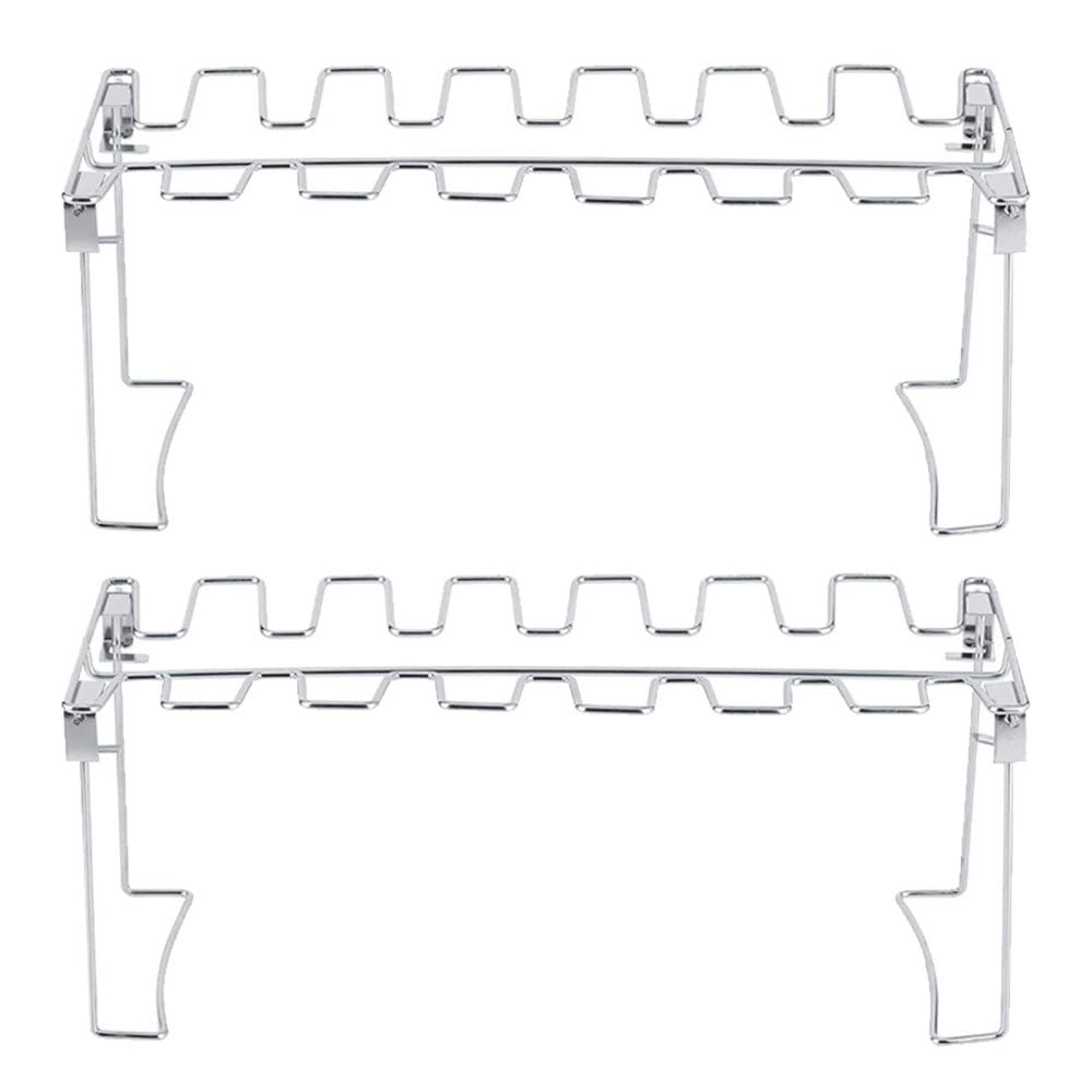 BDKMMS Chicken Leg Rack, 2Pcs Stainless Steel Chicken Drumstick Holder Foldable & Portable BBQ Accessories for Oven, Grilling