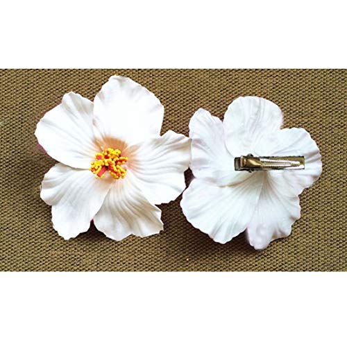 Women Flower Foam Hair Clip Hawaiian Artificial Plumeria Flower For Beach Wedding 2 Pack Zfj01 (White Hula) #TOP1