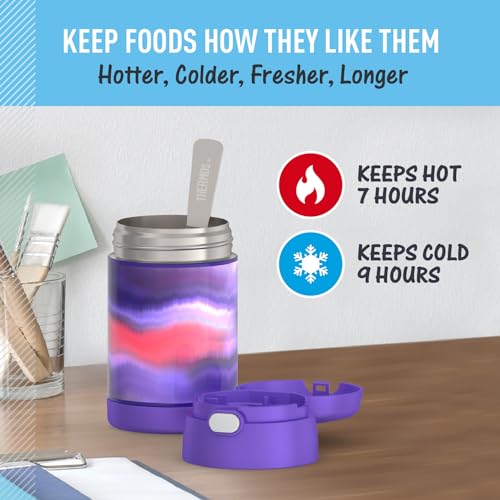 Image of THERMOS FUNTAINER 16 Ounce Stainless Steel Vacuum Insulated Food Jar with Spoon, Purple Mirage