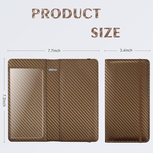 Image of Checkbook Cover for Men Women, Premium Leather Checkbook Holder with RFID Blocking and Built in Clear Plastic Divider for Personal and Business Checks (Brown Carbon)