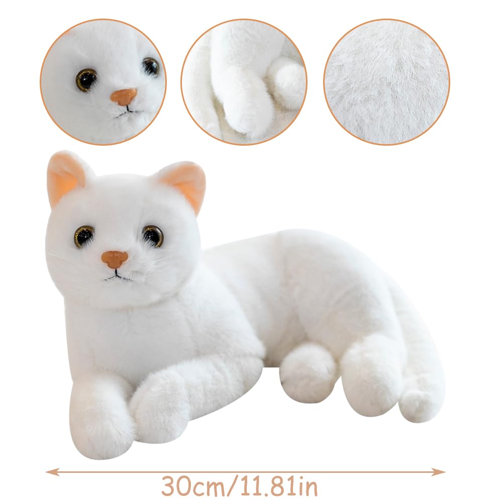 Simulazione Peluche di gatto, Peluche Gatto Grigio Realistico Giocattolo per Gatti, Simulato Morbido Giocattolo Regalo per Bambini e Collezionisti - Grigio (white) - 2