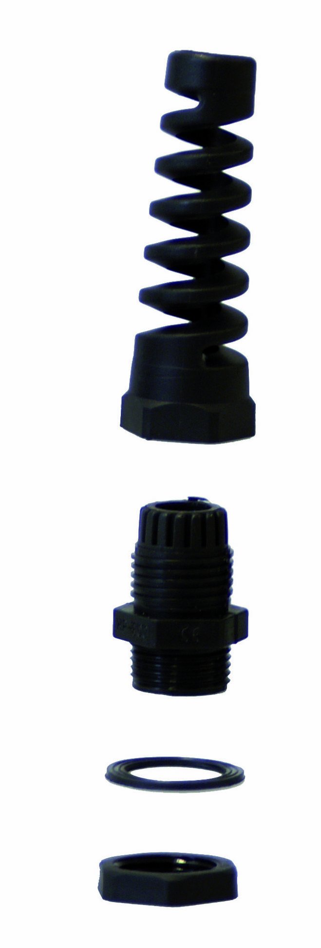 Spiral Kabelverschraubung Kabelverbinder in Schwarz Größe M16 x 1,5 mit Gegenmutter, zur Kabeldurchführung, Polyamid, 100 Stück
