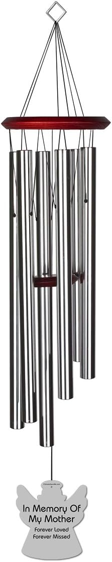 Chimesofyourlife mo-angel-35-silver Mother Angel Memorial Wind Chime, 35-Inch, Silver