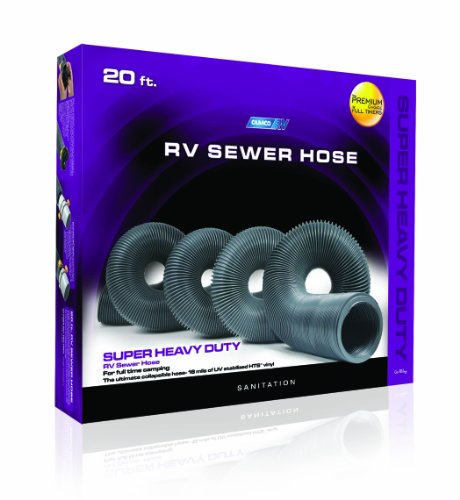 Image of Camco 39651 3965 Durable High Tensile Strength Sewer Steel Wire Core, 20'Hose with 18 mils of HTS Vinyl, Simple and Easy Storage, Gray