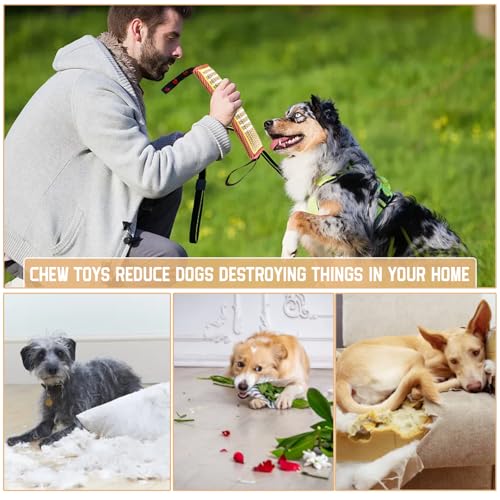 YBCCBY 2 Stück Beisswurst Hunde Beißkissen Jute Zerrspielzeug Hund Wurfspielzeug mit 2 Griff Hundetraining Zubehör Unzerstörbar Hundespielzeug Kauspielzeug 30cm Länge Hundebeschäftigung für Zuhause