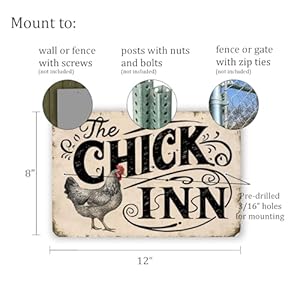 Vintage-Style "The Chick Inn" Sign - Rustic Farmhouse Decor with Detailed Chicken Illustration, 8" x 12" Vintage Style The Chick Inn Sign Rustic Farmhouse Decor with Detailed Chicken Illustration 8 x 12