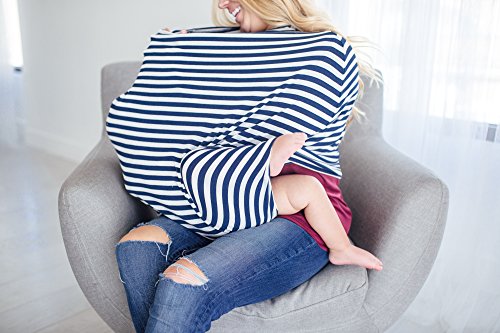 Image of Copper Pearl Nursing Cover for Breastfeeding - Multi-Use Baby Car Seat Canopy, Stroller Shade & Breast Feeding Wrap for Women, Stretchy Breathable Carseat Shawl for Boy or Girl, Sailor